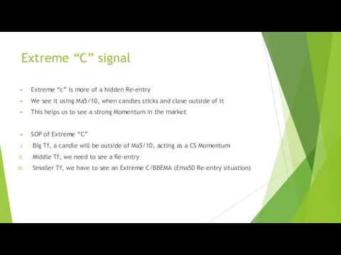 Extreme “C” signal Extreme “c” is more of a hidden Re-entry