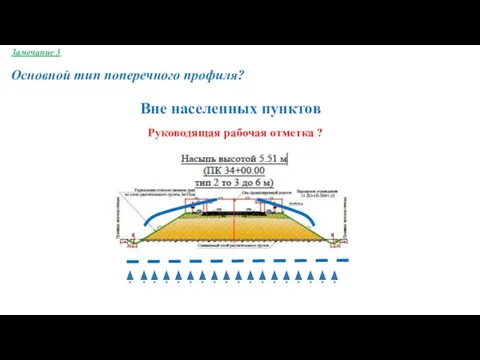 Замечание 3 Основной тип поперечного профиля? Руководящая рабочая отметка ? Вне населенных пунктов