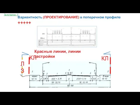 Вариантность (ПРОЕКТИРОВАНИЕ) в поперечном профиле +++++ Замечание 5