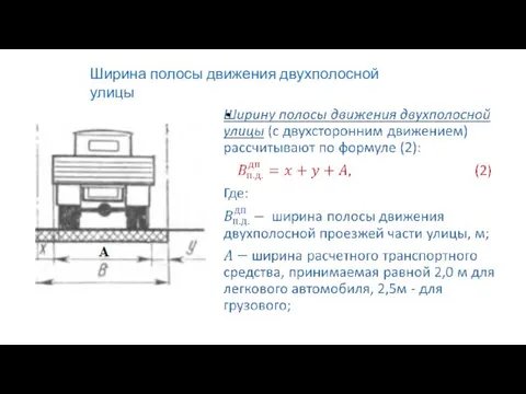 Ширина полосы движения двухполосной улицы