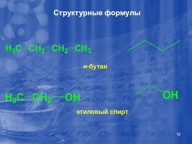 Структурные формулы н-бутан этиловый спирт