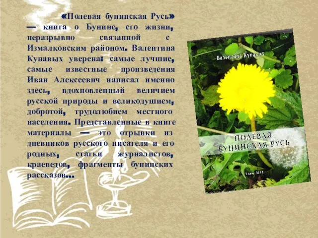 «Полевая бунинская Русь» — книга о Бунине, его жизни, неразрывно связанной