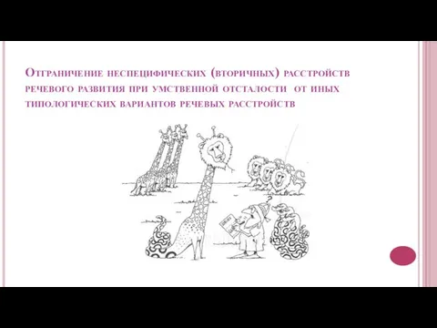 Отграничение неспецифических (вторичных) расстройств речевого развития при умственной отсталости от иных типологических вариантов речевых расстройств