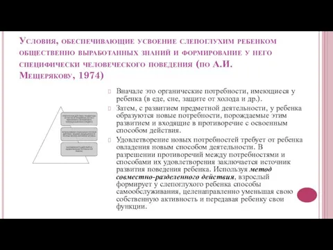 Условия, обеспечивающие усвоение слепоглухим ребенком общественно выработанных знаний и формирование у