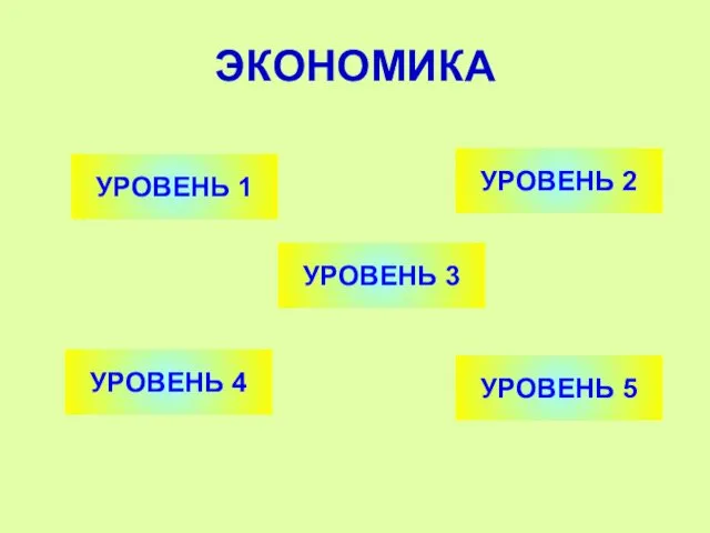 ЭКОНОМИКА УРОВЕНЬ 1 УРОВЕНЬ 2 УРОВЕНЬ 5 УРОВЕНЬ 4 УРОВЕНЬ 3