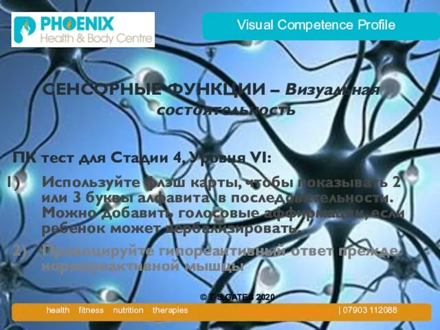 Visual Competence Profile СЕНСОРНЫЕ ФУНКЦИИ – Визуальная состоятельность ПК тест для