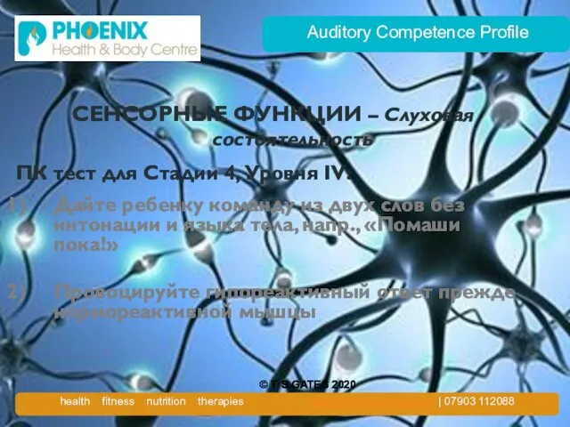 Auditory Competence Profile СЕНСОРНЫЕ ФУНКЦИИ – Слуховая состоятельность ПК тест для