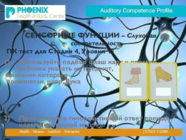 Auditory Competence Profile СЕНСОРНЫЕ ФУНКЦИИ – Слуховая состоятельность ПК тест для