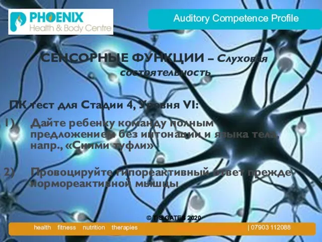 Auditory Competence Profile СЕНСОРНЫЕ ФУНКЦИИ – Слуховая состоятельность ПК тест для