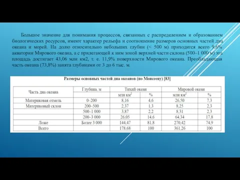 Большое значение для понимания процессов, связанных с распределением и образованием биологических