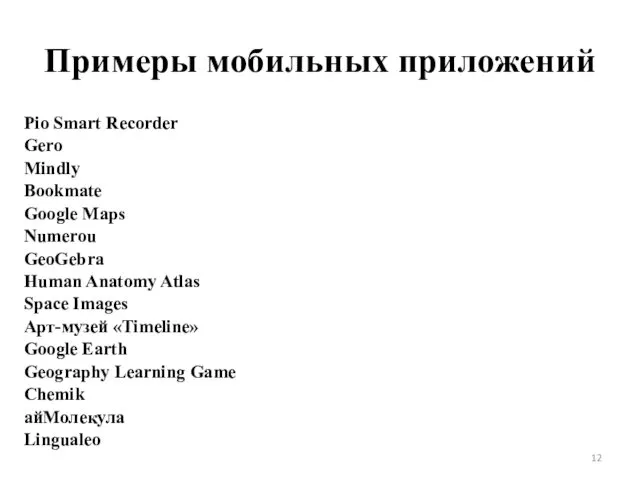 Примеры мобильных приложений Pio Smart Recorder Gero Mindly Bookmate Google Maps