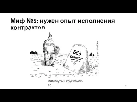 Миф №5: нужен опыт исполнения контрактов Замкнутый круг какой-то!