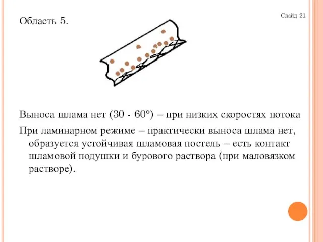 Область 5. Выноса шлама нет (30 - 60°) – при низких