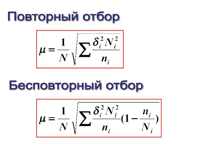 Повторный отбор Бесповторный отбор