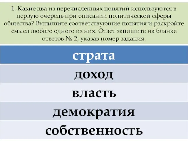 1. Какие два из перечисленных понятий используются в первую очередь при