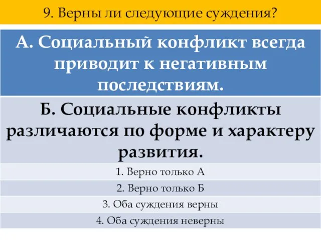 9. Верны ли следующие суждения?