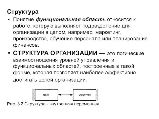 Структура Понятие функциональная область относится к работе, которую выполняет подразделение для