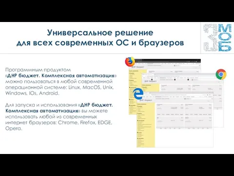 Универсальное решение для всех современных ОС и браузеров Программным продуктом «ДНР