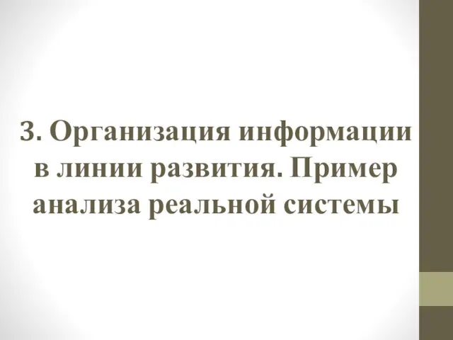 3. Организация информации в линии развития. Пример анализа реальной системы