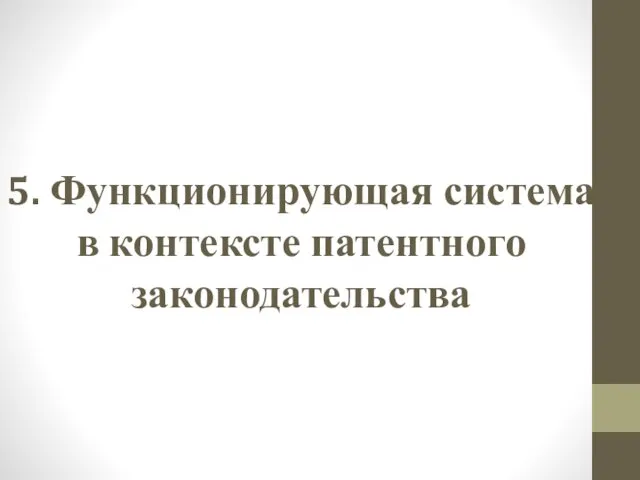 5. Функционирующая система в контексте патентного законодательства