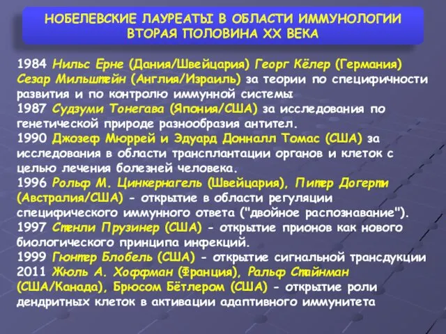 1984 Нильс Ерне (Дания/Швейцария) Георг Кёлер (Германия) Сезар Мильштейн (Англия/Израиль) за