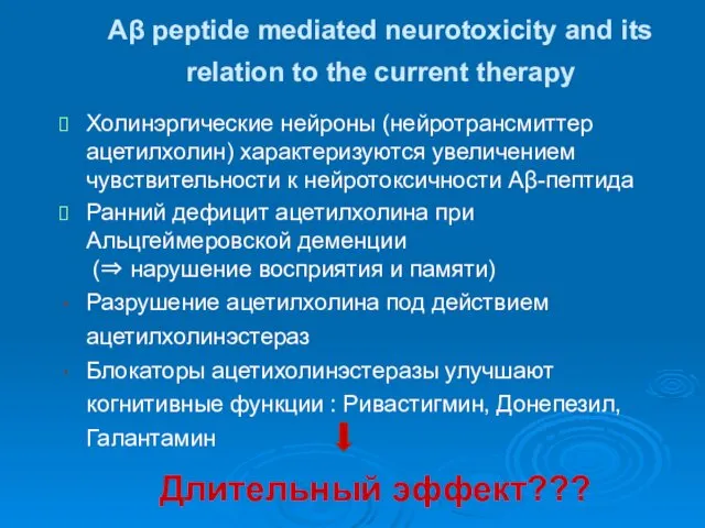 Aβ peptide mediated neurotoxicity and its relation to the current therapy