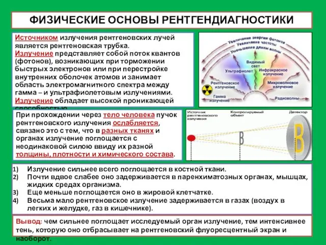 ФИЗИЧЕСКИЕ ОСНОВЫ РЕНТГЕНДИАГНОСТИКИ Источником излучения рентгеновских лучей является рентгеновская трубка. Излучение