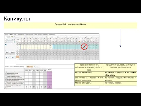 Каникулы Приказ МОН от 05.04.2017 № 301