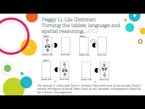 Peggy Li, Lila Gleitman Turning the tables: language and spatial reasoning,