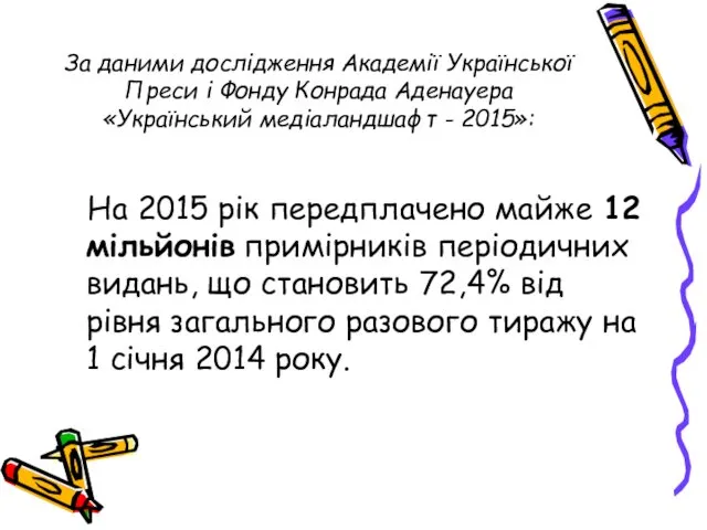 За даними дослідження Академії Української Преси і Фонду Конрада Аденауера «Український