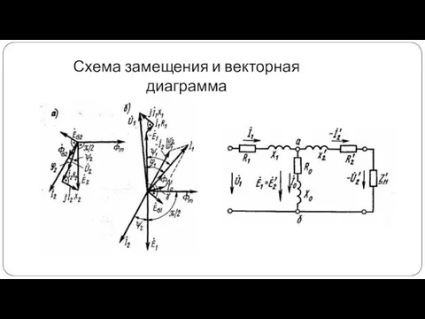 Схема замещения и векторная диаграмма