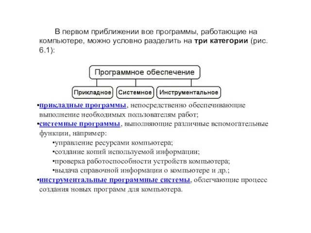 В первом приближении все программы, работающие на компьютере, можно условно разделить