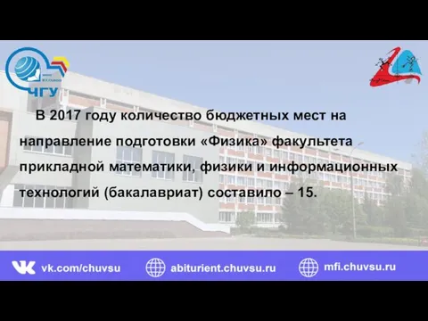 В 2017 году количество бюджетных мест на направление подготовки «Физика» факультета