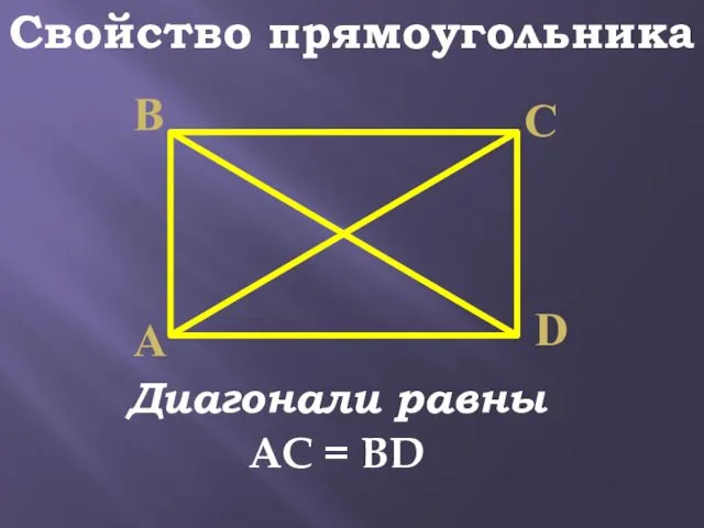 Свойство прямоугольника Диагонали равны АС = ВD