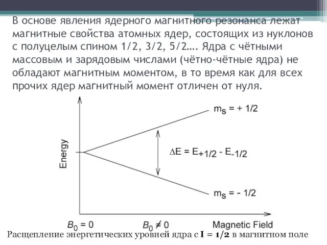 В основе явления ядерного магнитного резонанса лежат магнитные свойства атомных ядер,