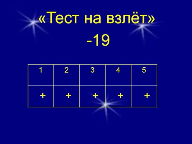 «Тест на взлёт» -19 + + + + +