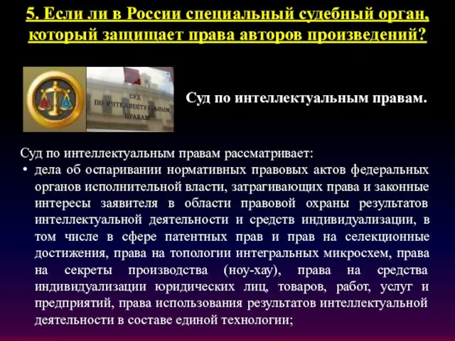 5. Если ли в России специальный судебный орган, который защищает права