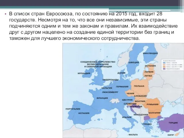 В список стран Евросоюза, по состоянию на 2015 год, входит 28
