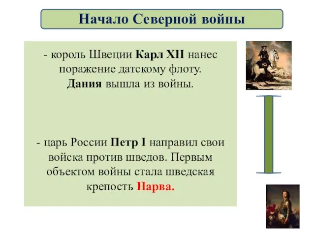 - король Швеции Карл XII нанес поражение датскому флоту. Дания вышла