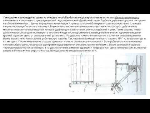 Технология производства щепы из отходов лесообрабатывающих производств включает обязательную окорку пиловочника