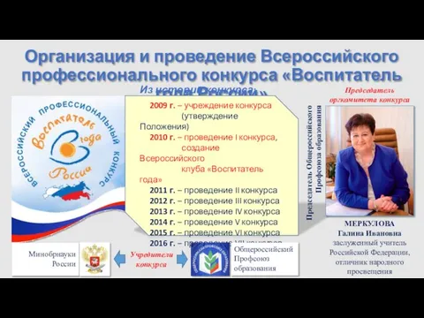 Организация и проведение Всероссийского профессионального конкурса «Воспитатель года России» Председатель оргкомитета