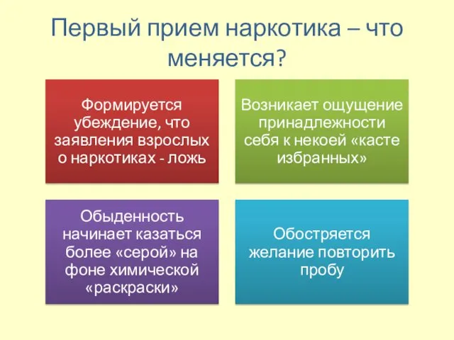 Первый прием наркотика – что меняется?