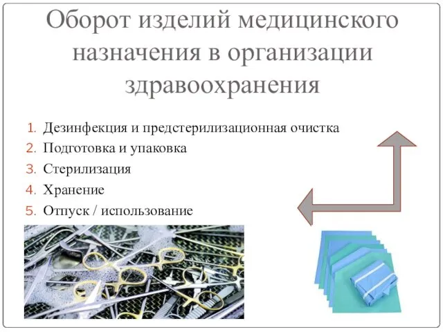 Оборот изделий медицинского назначения в организации здравоохранения Дезинфекция и предстерилизационная очистка