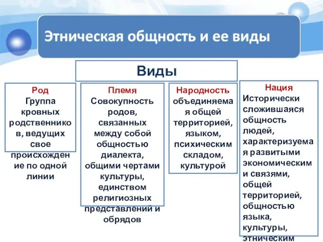 Виды Род Группа кровных родственников, ведущих свое происхождение по одной линии