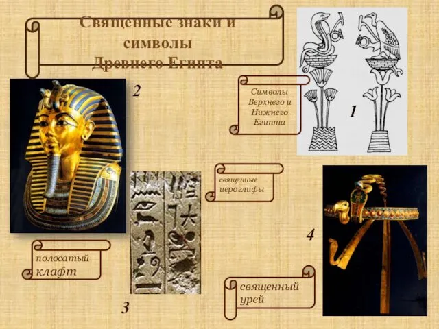священный урей Символы Верхнего и Нижнего Египта 2 1 3 полосатый