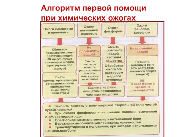 Алгоритм первой помощи при химических ожогах