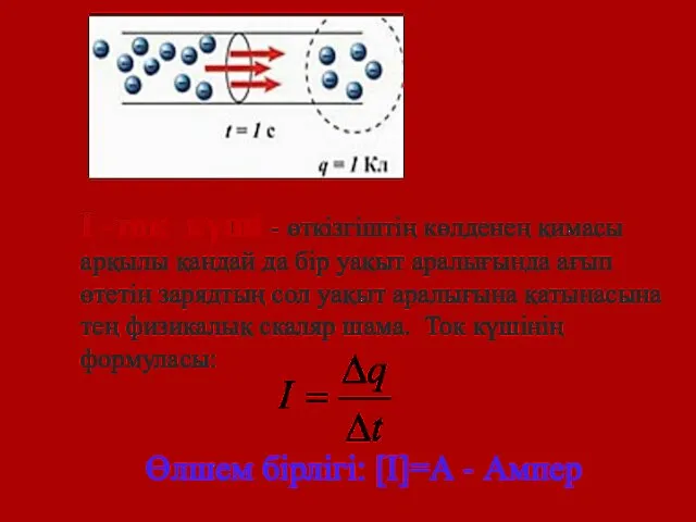 І -ток күші - өткізгіштің көлденең қимасы арқылы қандай да бір