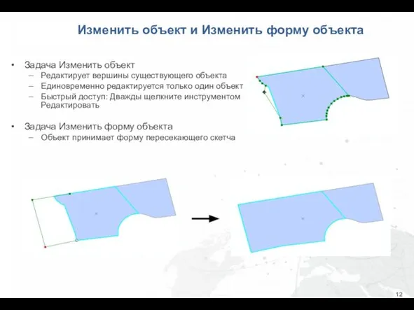 Изменить объект и Изменить форму объекта Задача Изменить объект Редактирует вершины