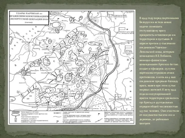 В 1944 году перед партизанами Белоруссии встала новая задача- помешать отступающему