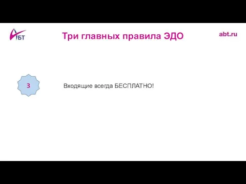 Три главных правила ЭДО 3 Входящие всегда БЕСПЛАТНО!